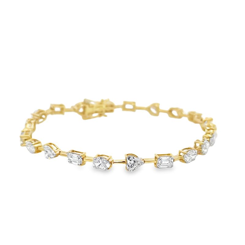 14K YG 7.00ctw Lab Grown Diamond Station Bracelet
