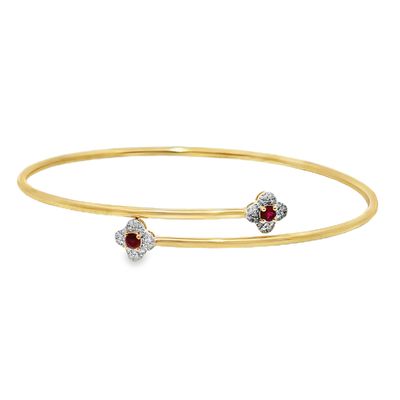 10k YG Ruby & 0.15ctw Diamond Bangle