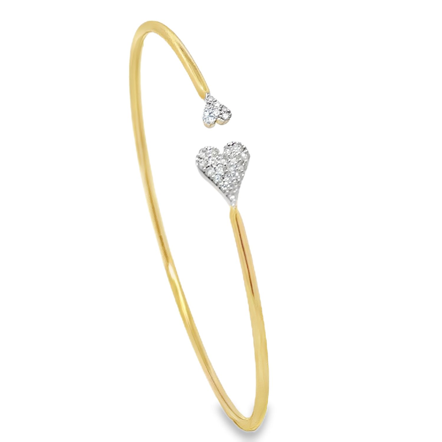 10k YG 0.25ctw Diamond Double Hearts Bangle