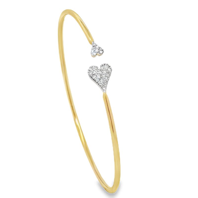 10k YG 0.25ctw Diamond Double Hearts Bangle