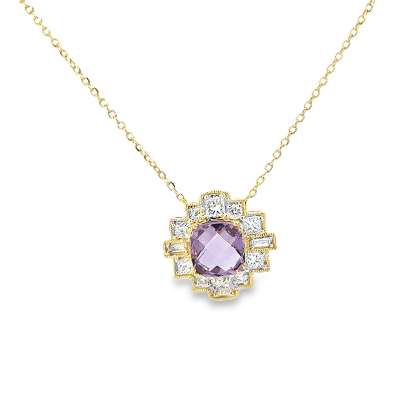 10k YG Amethyst & 0.35ctw Diamond Necklace 18"
