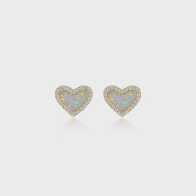 SS Halo Heart Stud Earrings