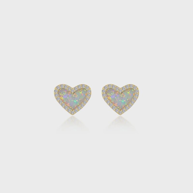 SS Halo Heart Stud Earrings