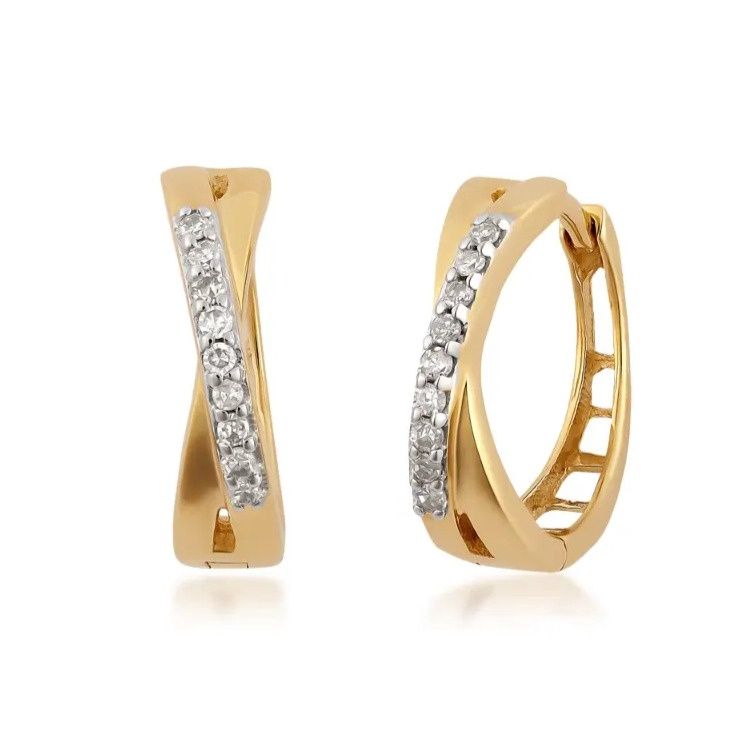 10k YG 0.10ctw Diamond Hoop Earrings