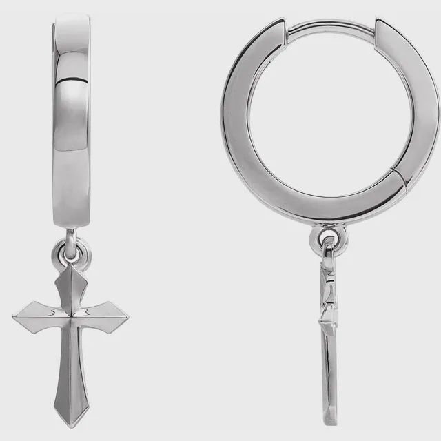SS 20.1 mm Cross Hinged Hoop Earrings