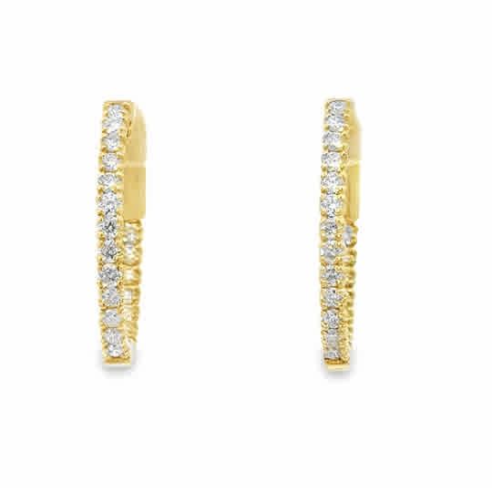 14KT YG 0.75ctw Inside Out Diamond Hoop Earrings