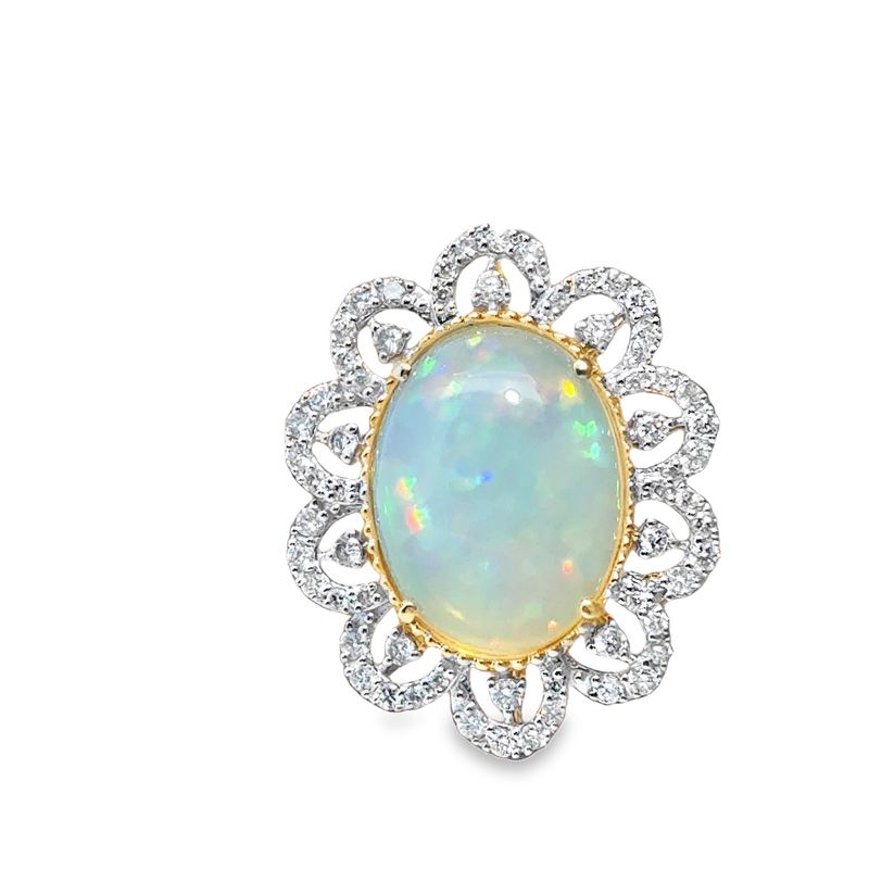 14k YG 0.68ctw Diamond 4.672 Opal Celestial Harmony Pendant