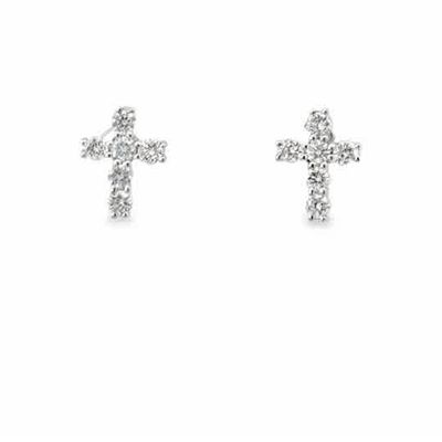 14KT WG 0.43ctw Diamond Cross Earrings