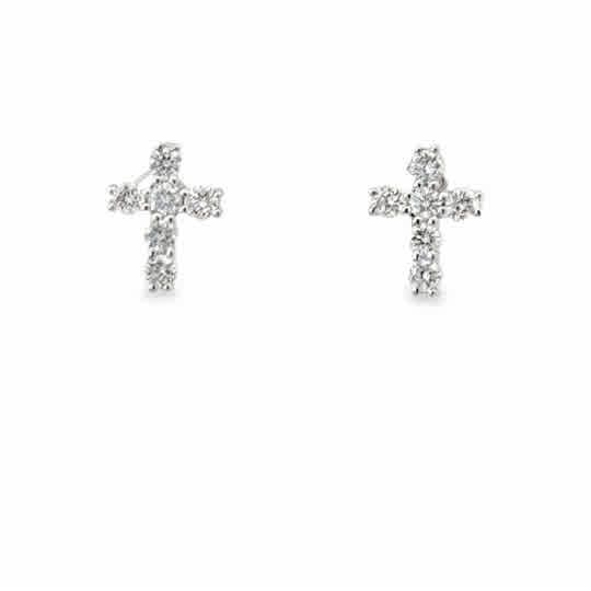 14KT WG 0.43ctw Diamond Cross Earrings