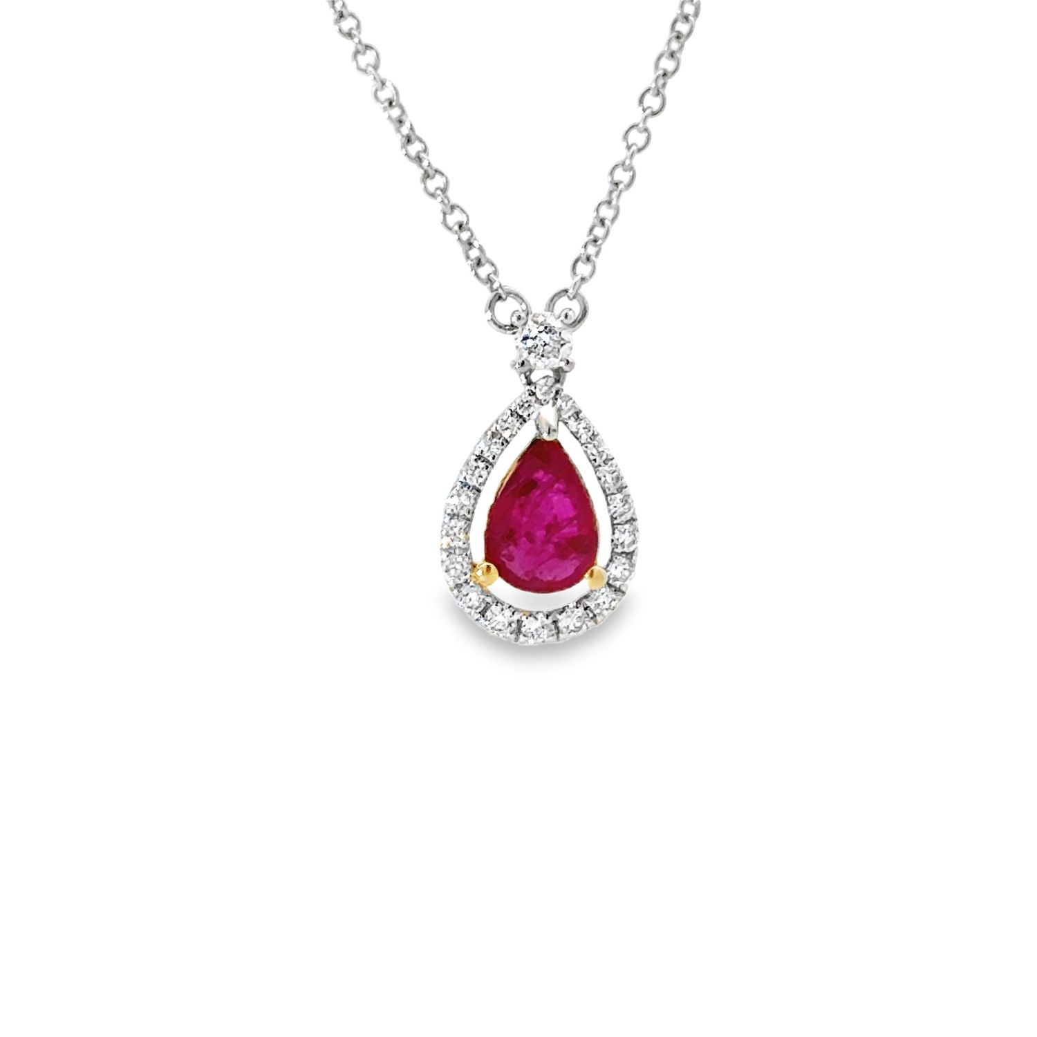 14k WYG 0.23 Diamond 0.6ct Ruby Necklace