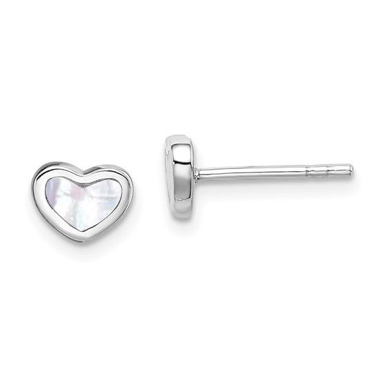 SS Mother of Pearl Heart Post Earrings