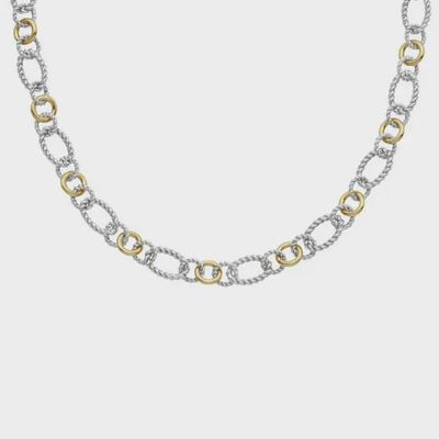 SS & 18k YG Italian Cable Link Necklace