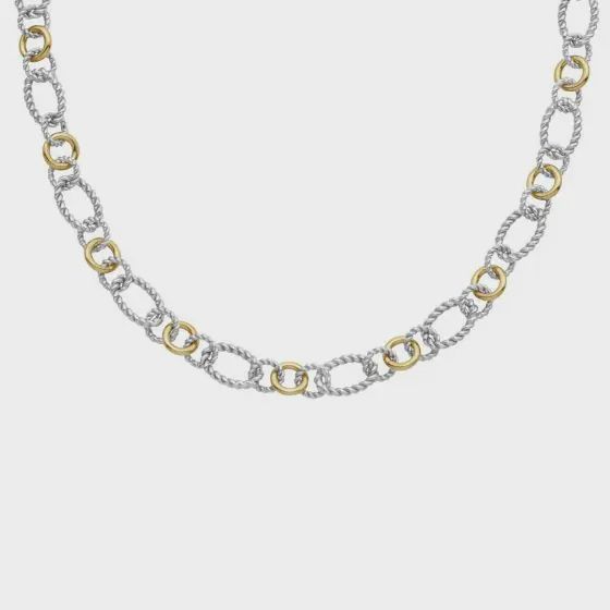SS & 18k YG Italian Cable Link Necklace