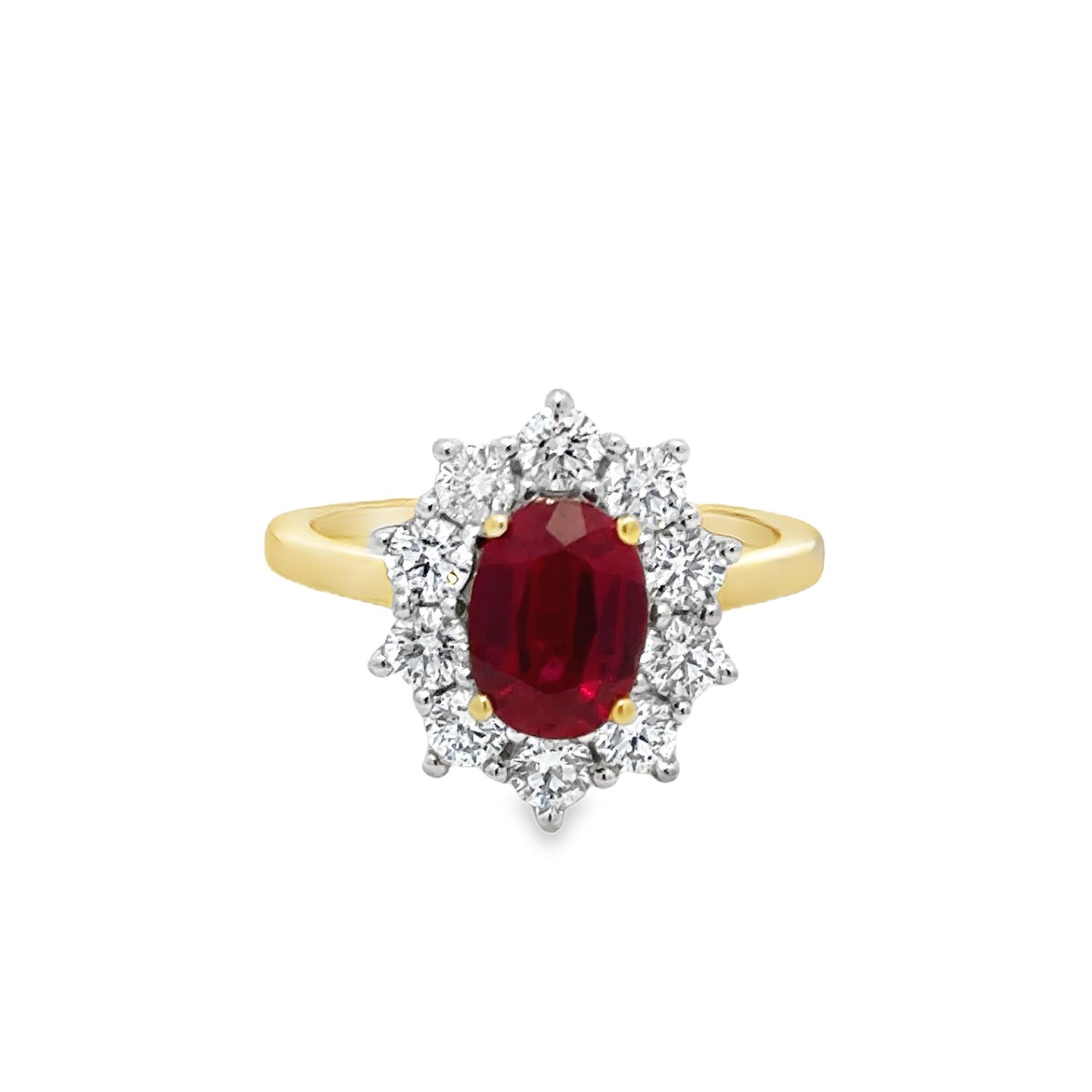 10K YG 0.85ctw Lab Diamond Ruby Enchanted Flame Ring