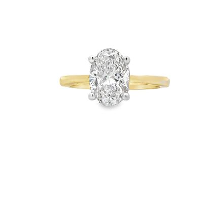 14k WG 2.00ct Lab Diamond Solitaire Ring, Color: Yellow Gold