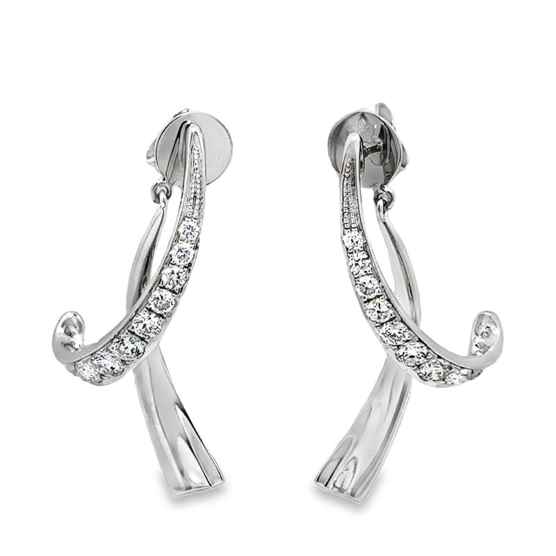 14k WG 1.00ctw Lab Diamond Dangle Post Earrings