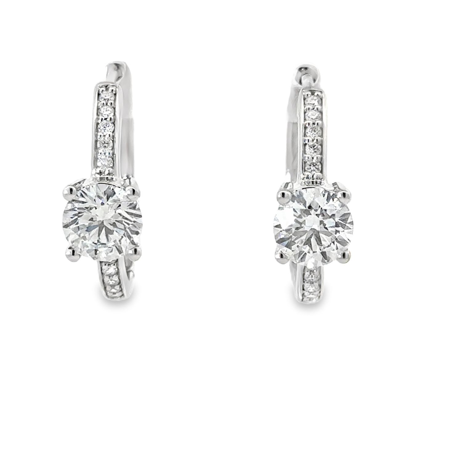 14k WG 2.20ctw Lab Diamond Hoop Earrings