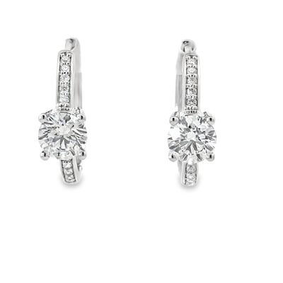 14k WG 2.20ctw Lab Diamond Hoop Earrings