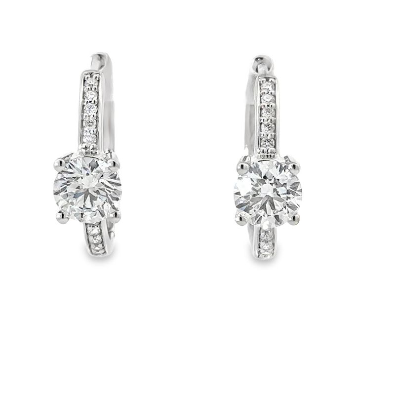 14k WG 2.20ctw Lab Diamond Hoop Earrings