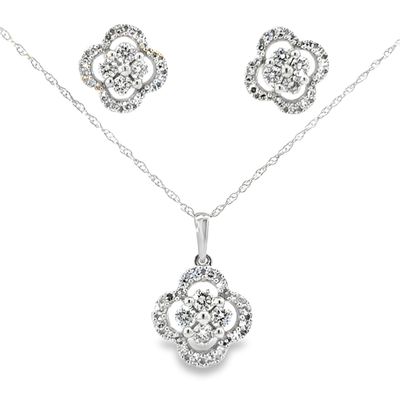 10k WG 0.75ctw Lab Diamond Earring & Necklace Set