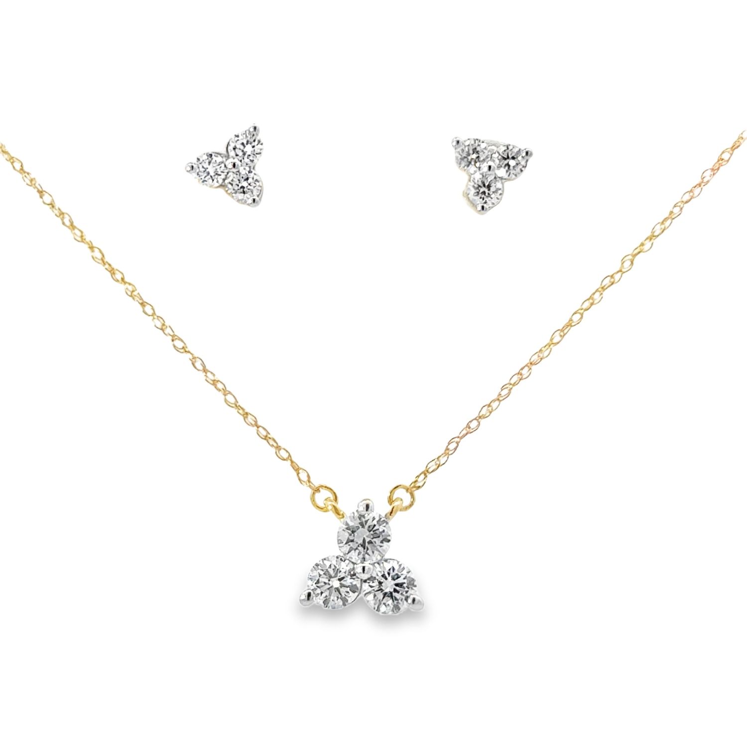 10k YG 0.80ctw Lab Diamond Necklace & Earring Set