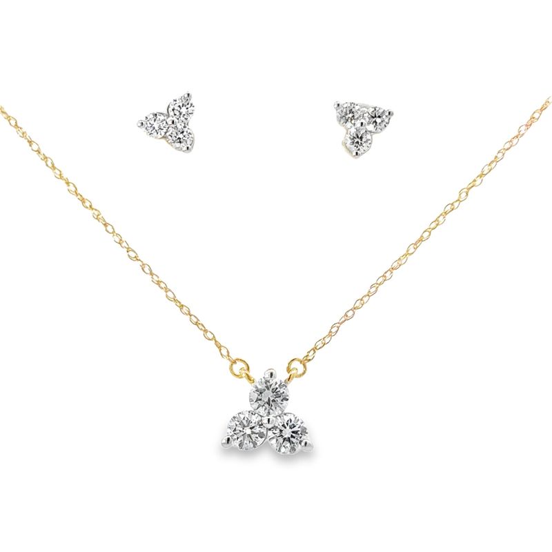 10k YG 0.80ctw Lab Diamond Necklace & Earring Set