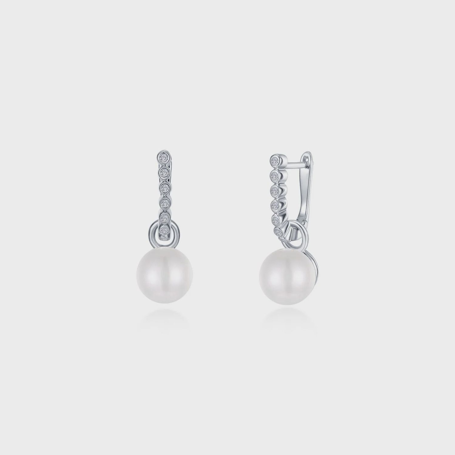 SS Cultured Freshwater Pearl Charm Huggie Earrings