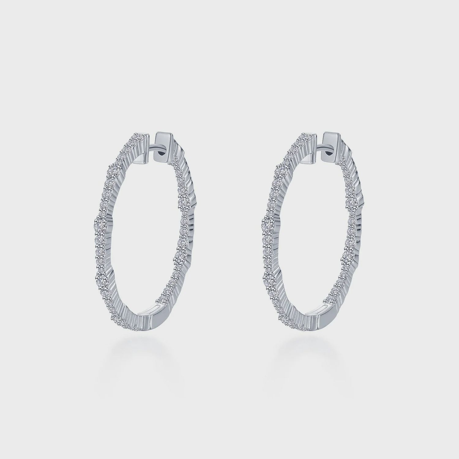 SS 30mm Simulated Diamond Hoop Earrings