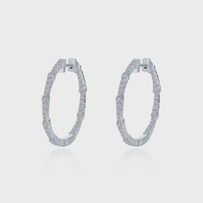 SS 30mm Simulated Diamond Hoop Earrings