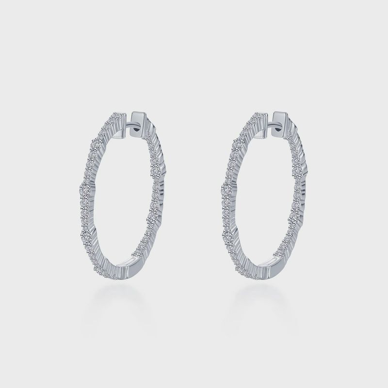 SS 30mm Simulated Diamond Hoop Earrings