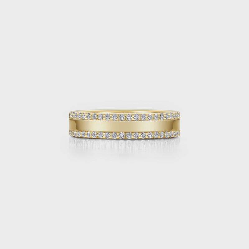 SS Gold Plaated 0.46ctw Simulated Diamond High-Polished Band