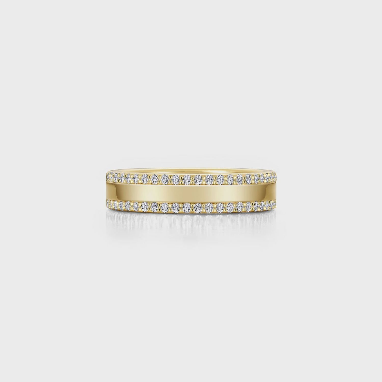SS Gold Plaated 0.46ctw Simulated Diamond High-Polished Band, Ring Size: Size 8