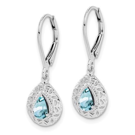 SS  Aquamarine Teardrop Earrings