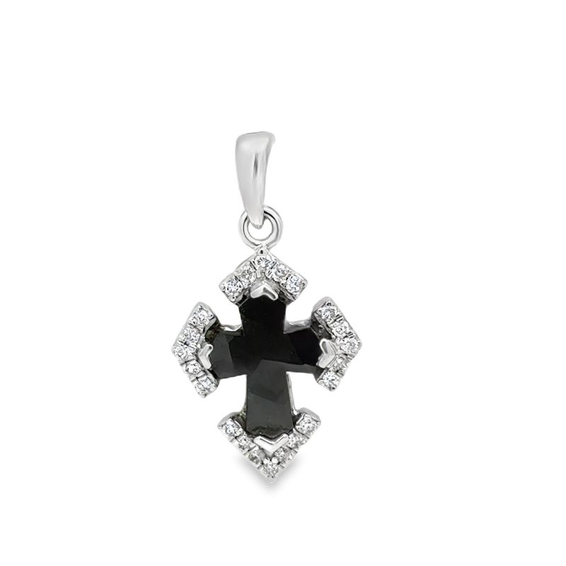 14k YG 1.16ctw Diamond Cross Pendant