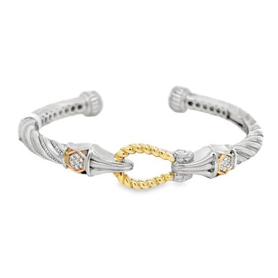 SS & 14k YG 0.30ctw Diamond Hinged Bracelet