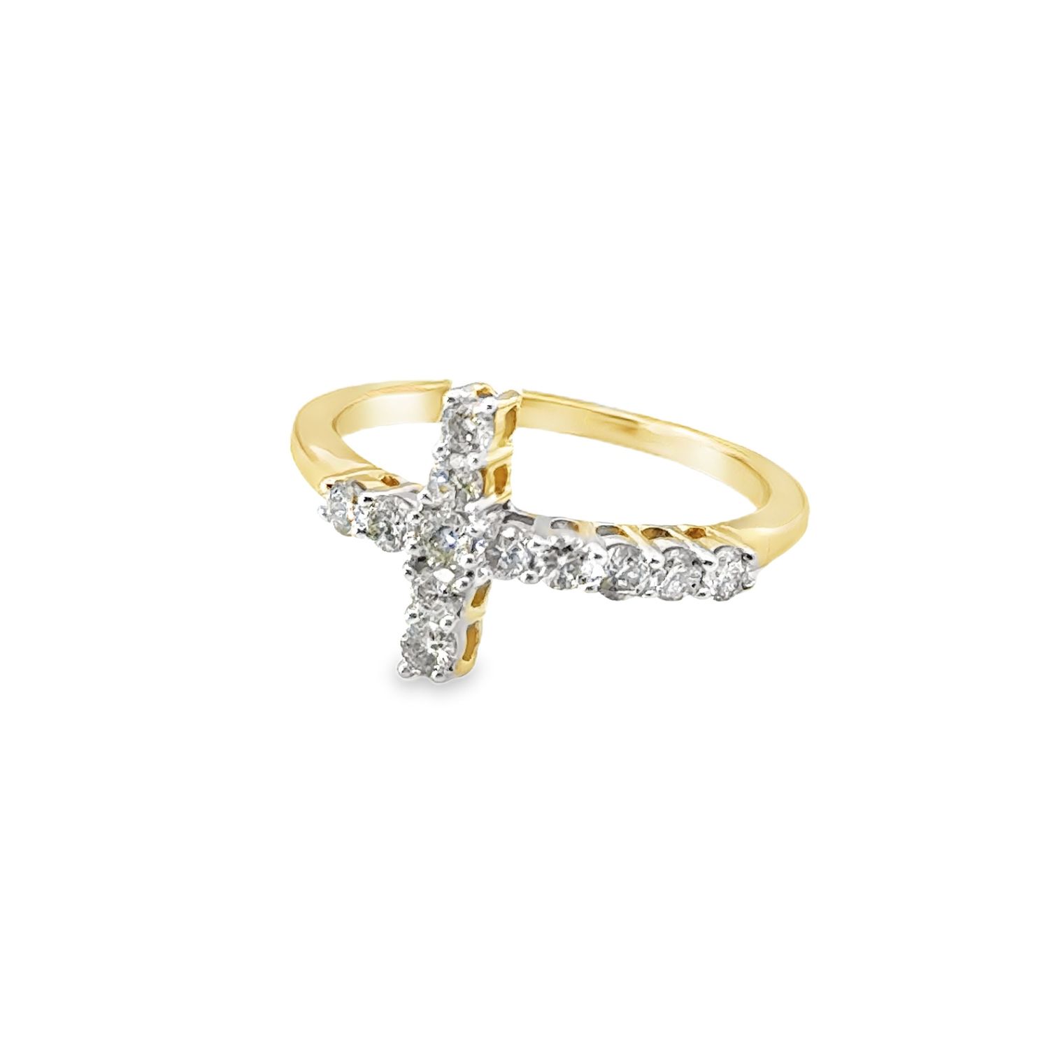 14k YG 0.50ctw Diamond Divine Path Cross Ring