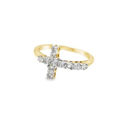 14k YG 0.50ctw Diamond Divine Path Cross Ring