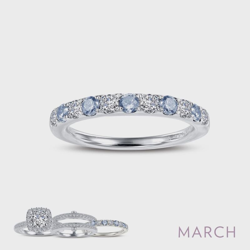 SS Simulated Aquamarine Birthstone Eternity Band