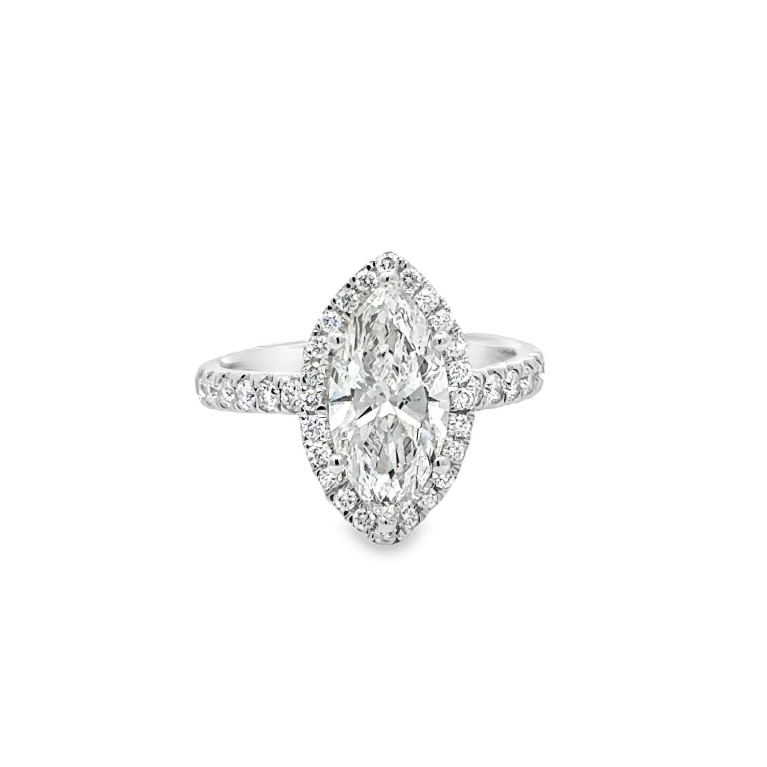 14k WG 2.50ctw Lab Diamond Marquise Engagement Ring