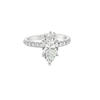 14k WG 2.50ctw Lab Diamond Marquise Hidden Halo Engagement Ring