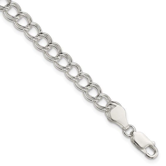 SS  Double Link 6mm Charm Bracelet 6", Bracelet Length: 5.5