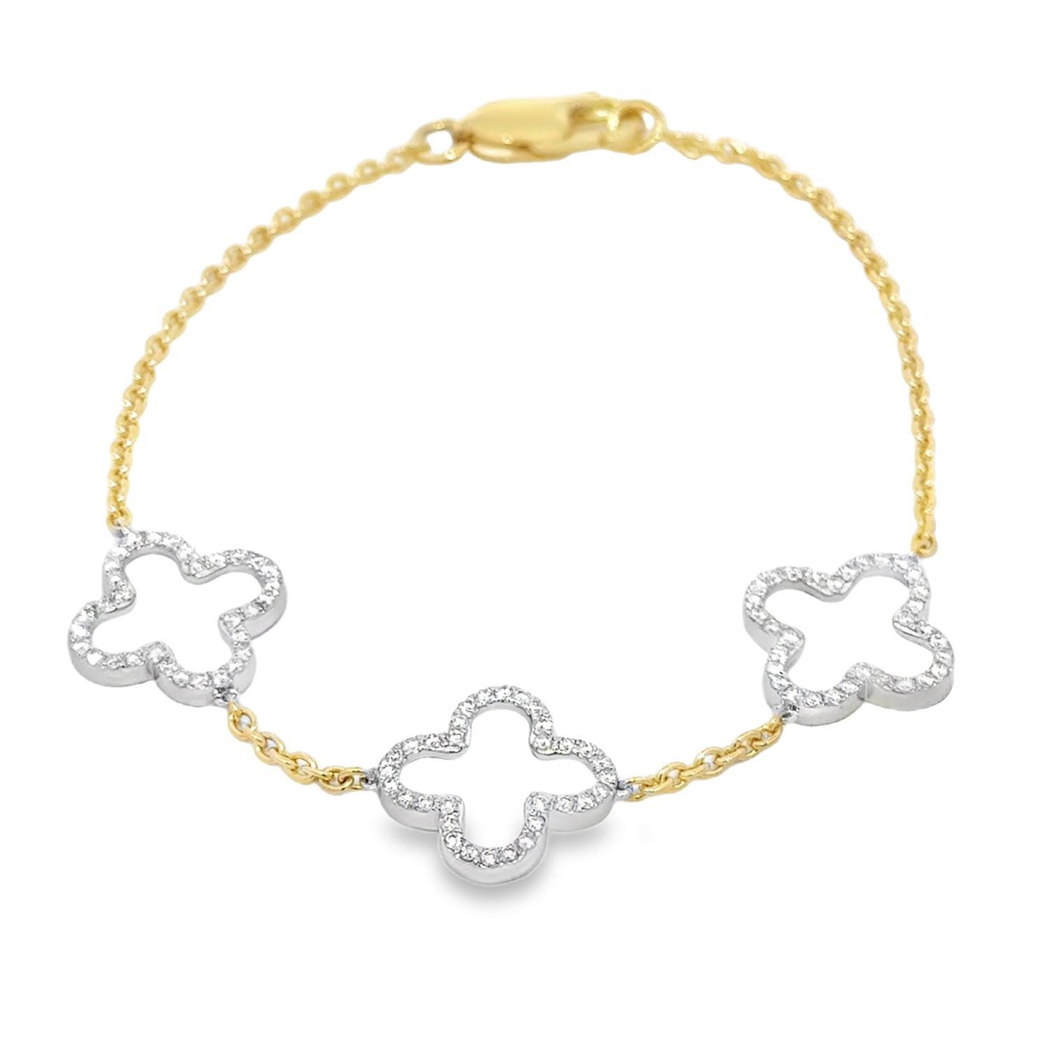 14k YG Clover Bracelet with 0.50ctw Diamonds