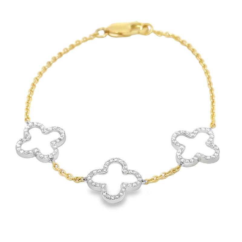 14k YG Clover Bracelet with 0.50ctw Diamonds