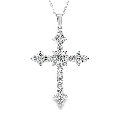 10k WG 1.00ctw Lab Diamond Cross Necklace