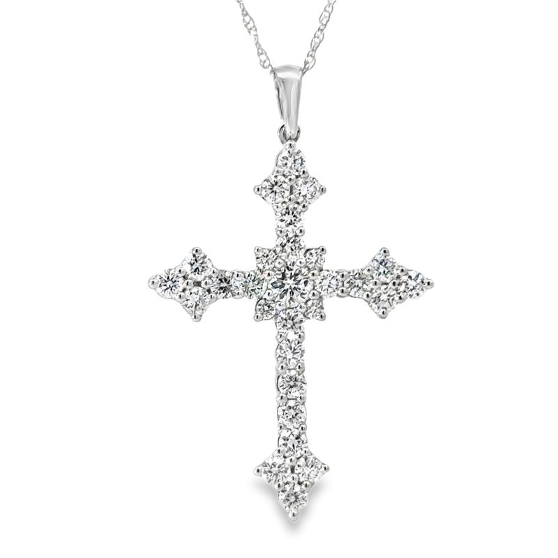 10k WG 1.00ctw Lab Diamond Cross Necklace
