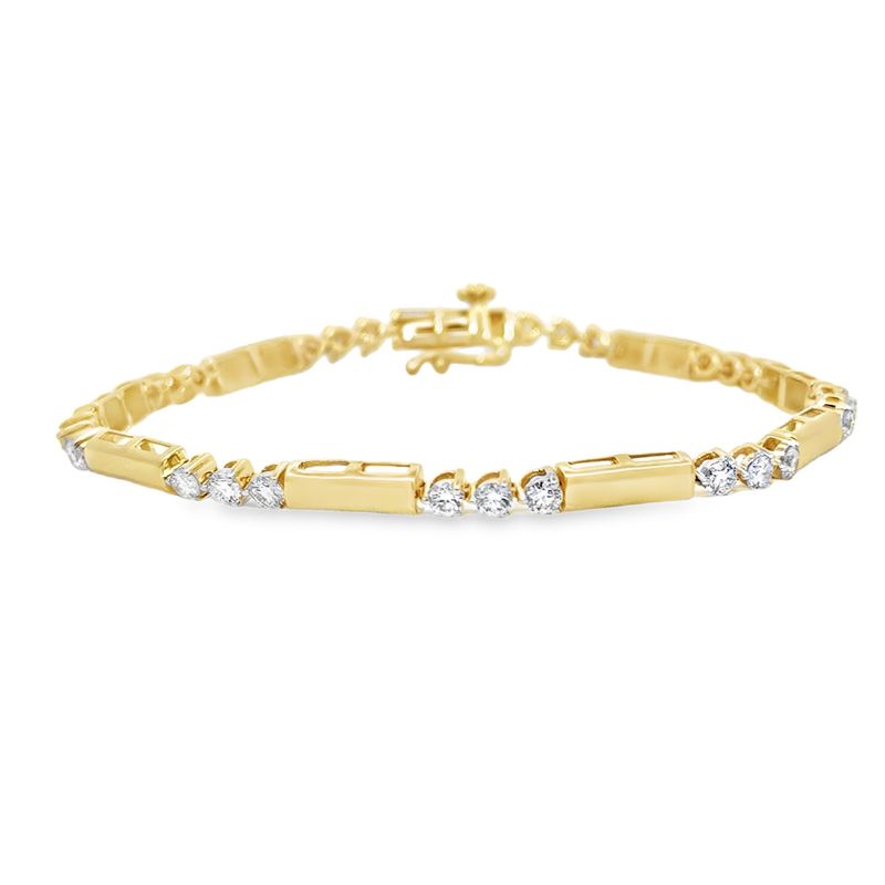 10k YG 2.00ctw Lab Diamond & Bar Bracelet
