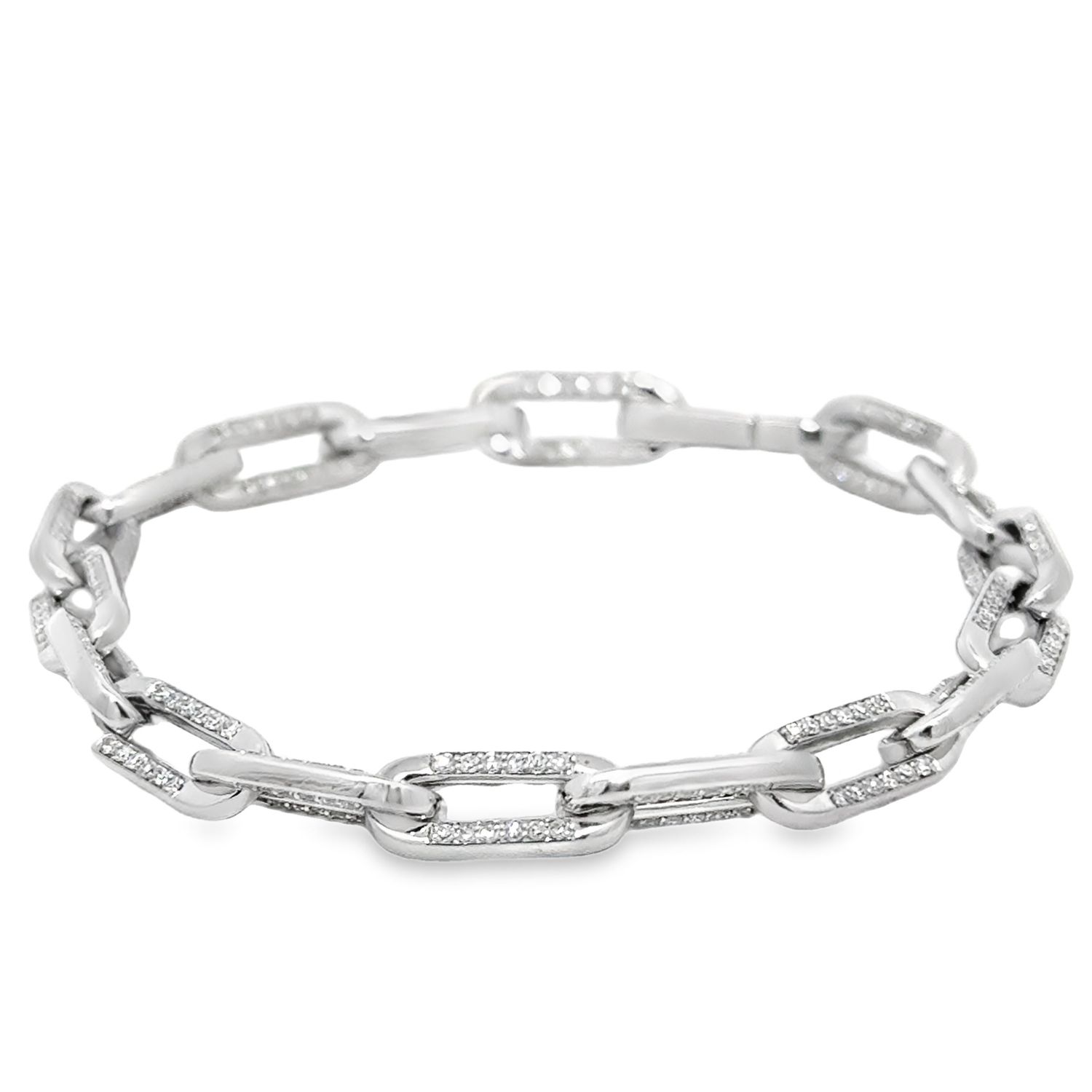 10k WG 2.10ctw Lab Diamond Paperclip Bracelet