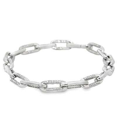 10k WG 2.10ctw Lab Diamond Paperclip Bracelet