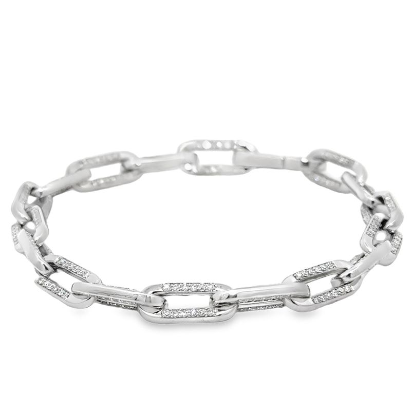 10k WG 2.10ctw Lab Diamond Paperclip Bracelet
