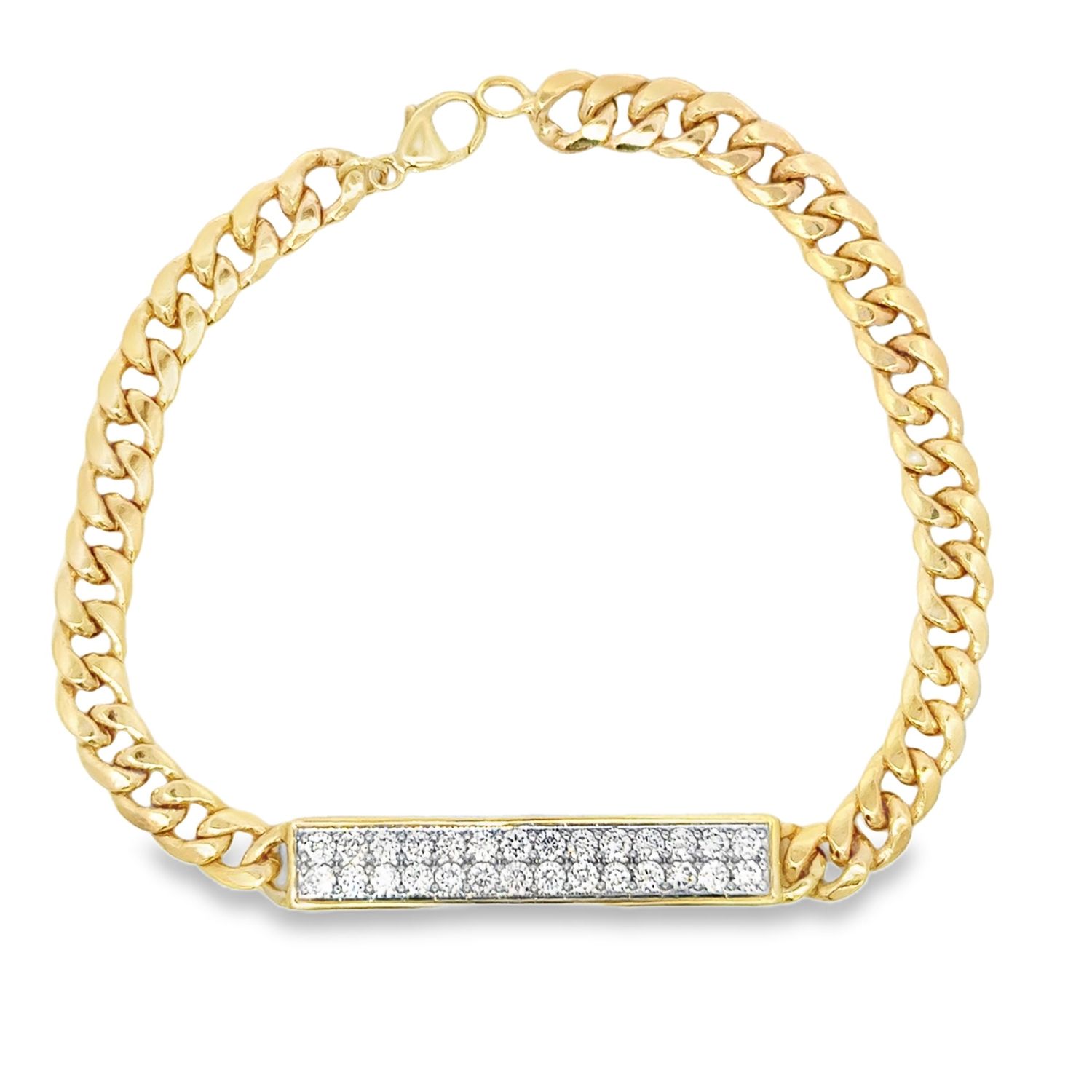 10k YG 1.00ctw Lab Diamond Cable & Bar Bracelet